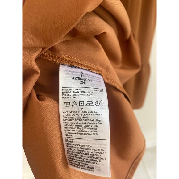 Banana Republic Satin Tiered Swing Dress Rust Gold Caramel Boho Silky Flowy S - Picture 8 of 8